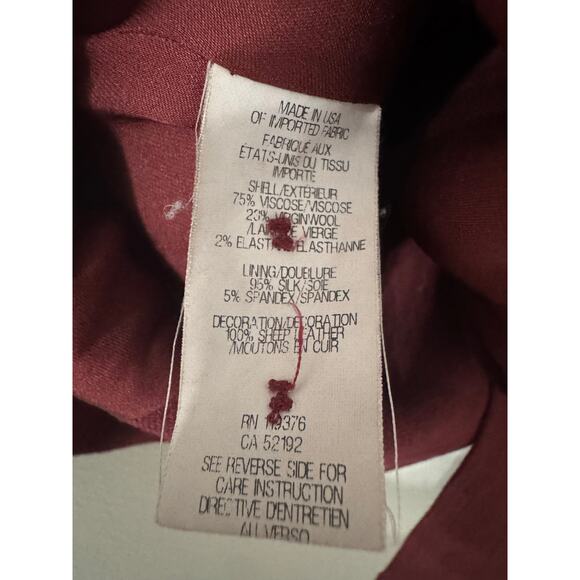 Helmut Lang for Intermix Burgundy One Button‎ Wool Blazer Size 0 - Picture 2 of 6